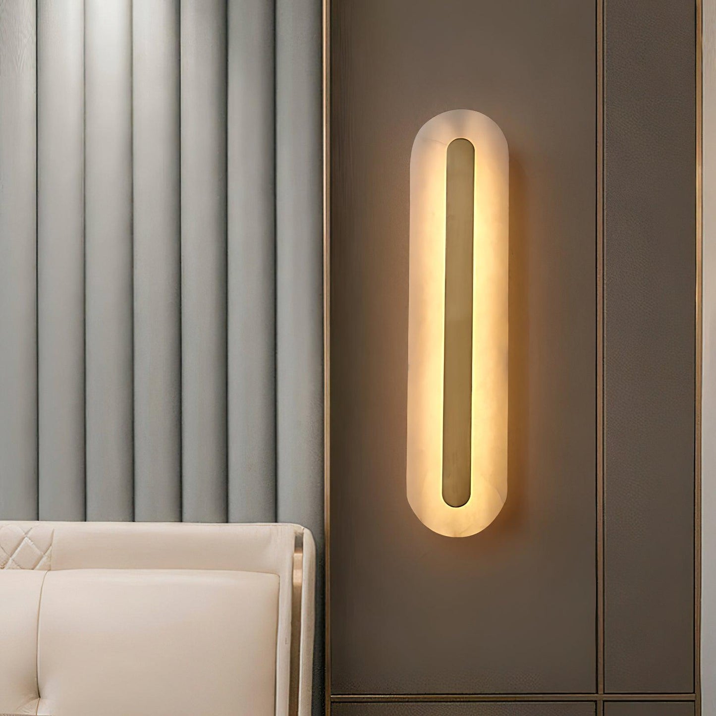 Corinthia | Albast cilindrische doorschijnende stenen wandlamp