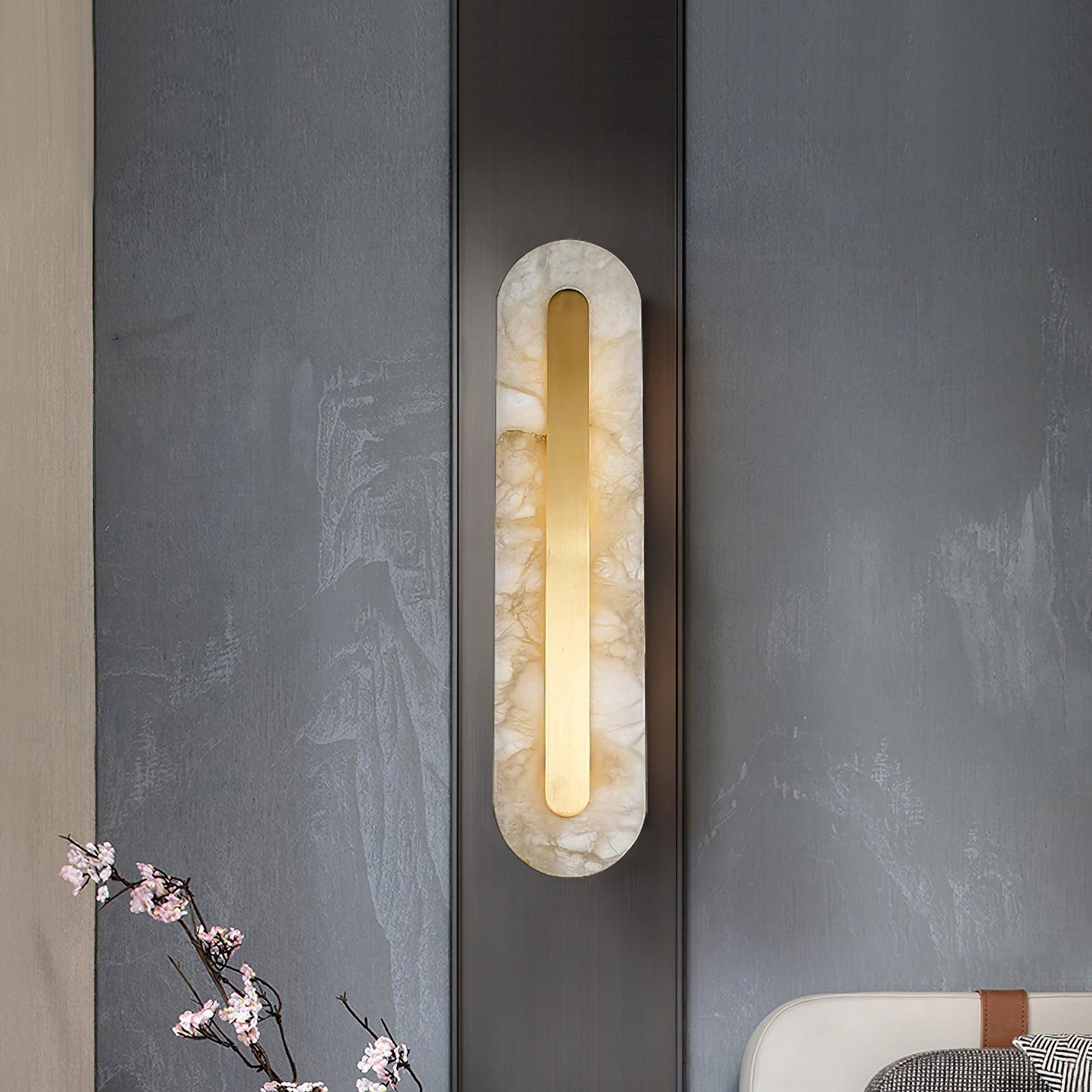 Corinthia | Albast cilindrische doorschijnende stenen wandlamp
