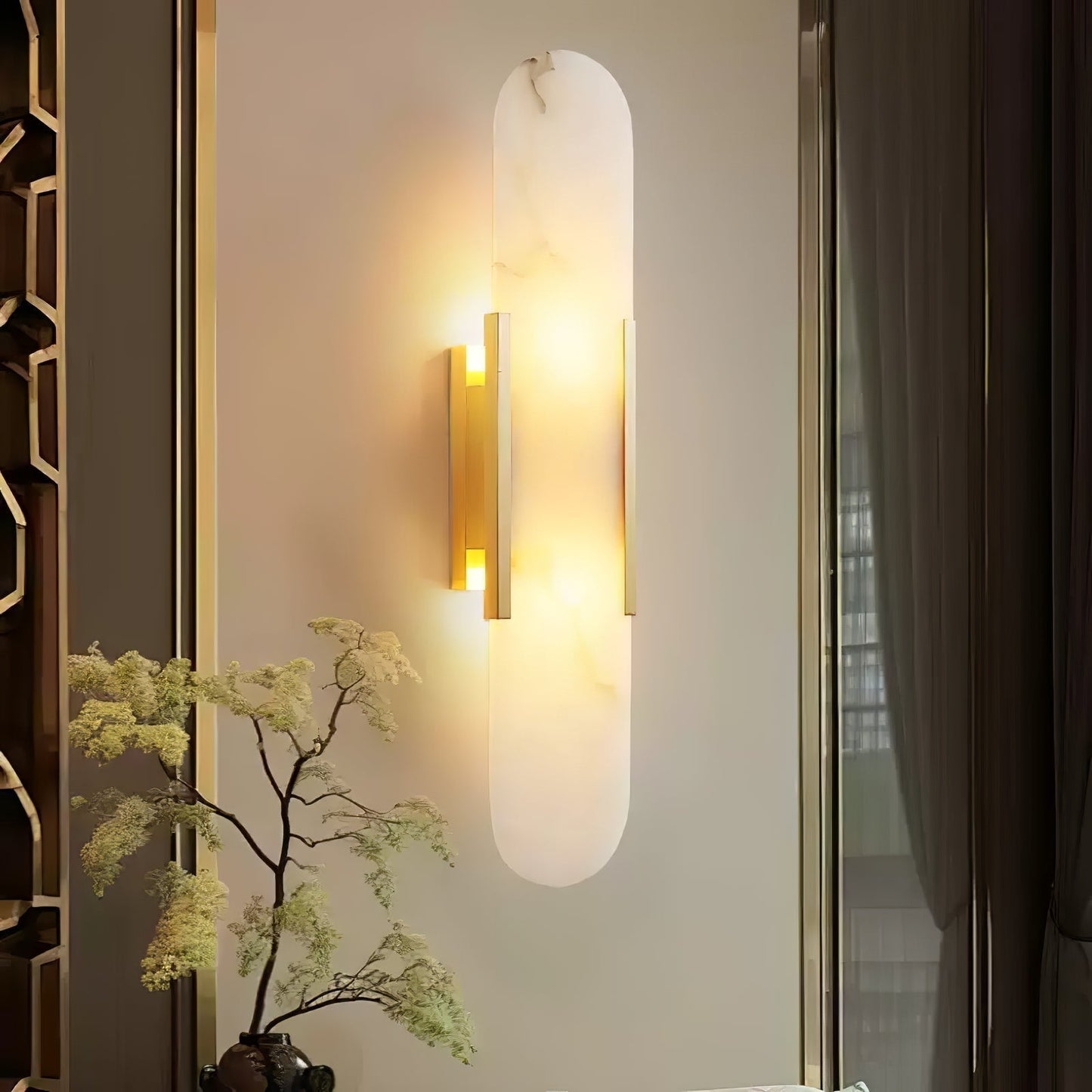 Ivalis | Moderne Verlengde Alabaster Steen Wandlamp