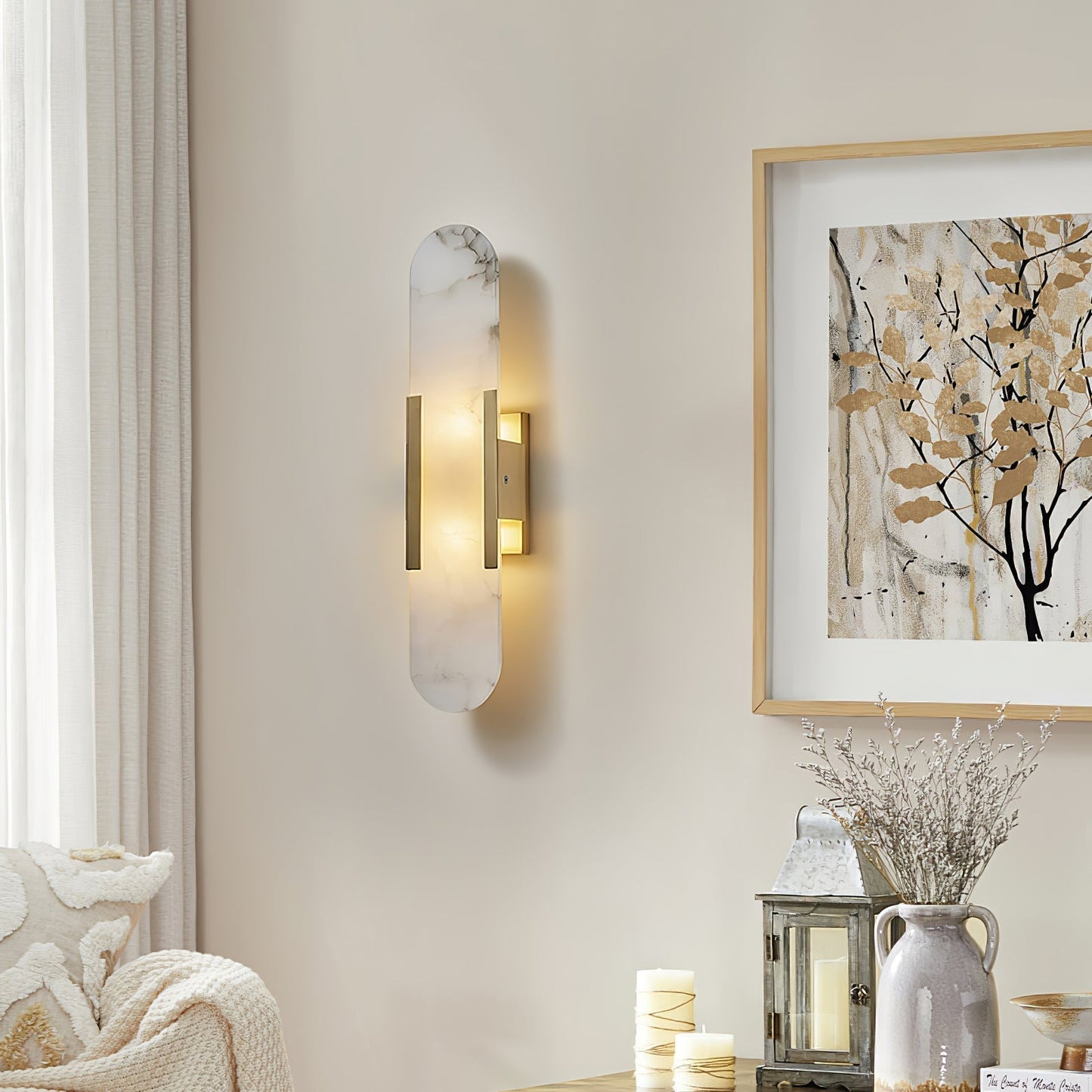 Ivalis | Moderne Verlengde Alabaster Steen Wandlamp