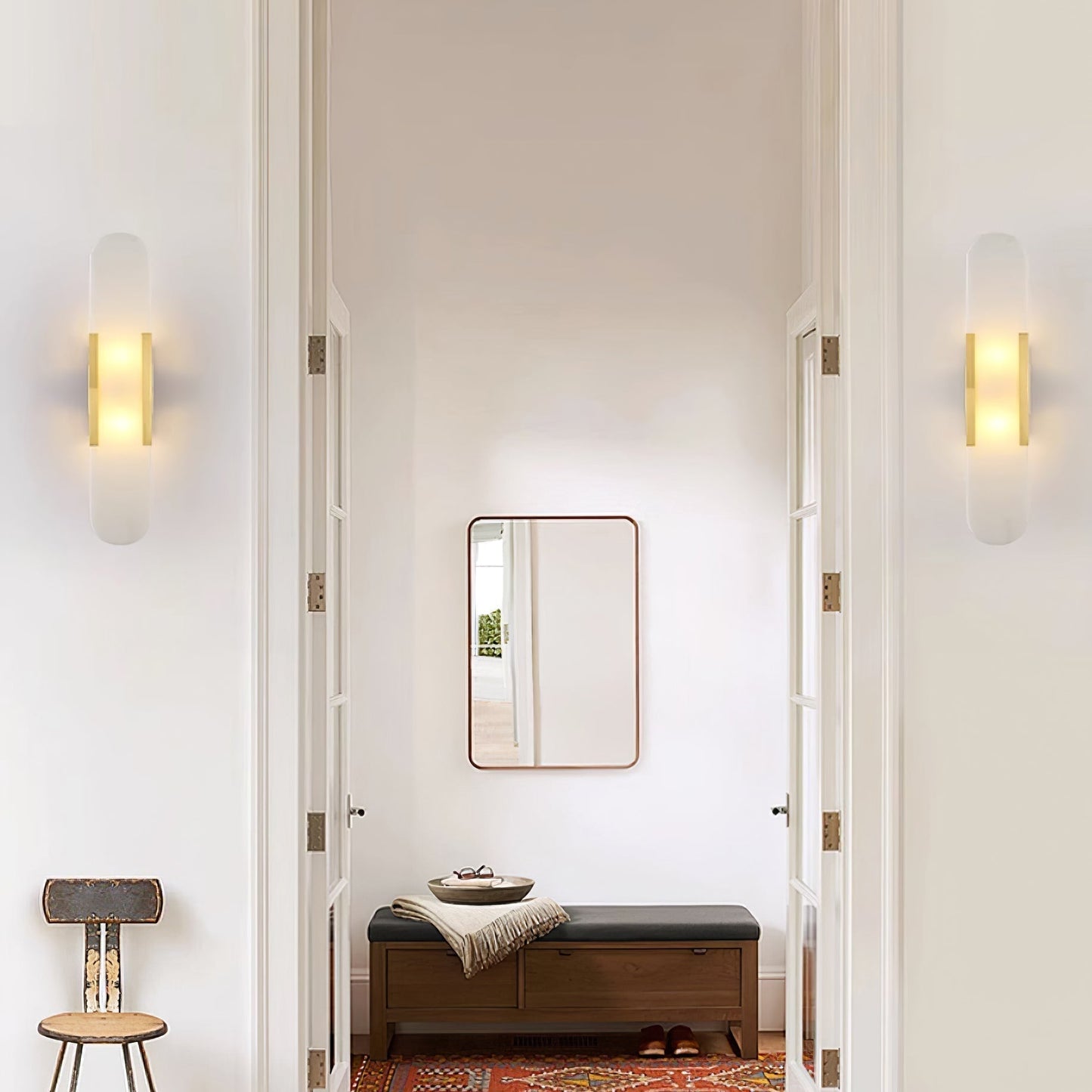 Ivalis | Moderne Verlengde Alabaster Steen Wandlamp