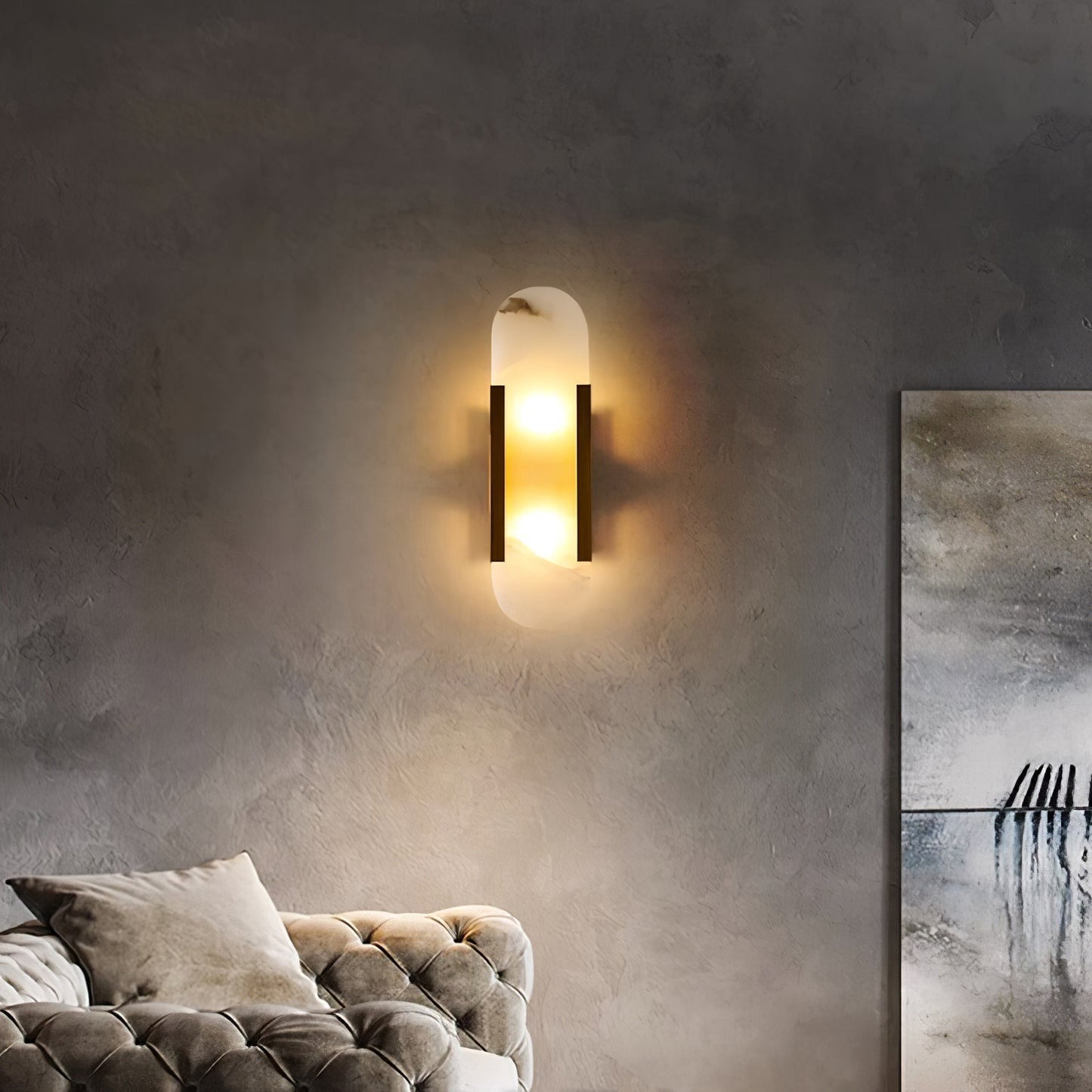 Ivalis | Moderne Verlengde Alabaster Steen Wandlamp
