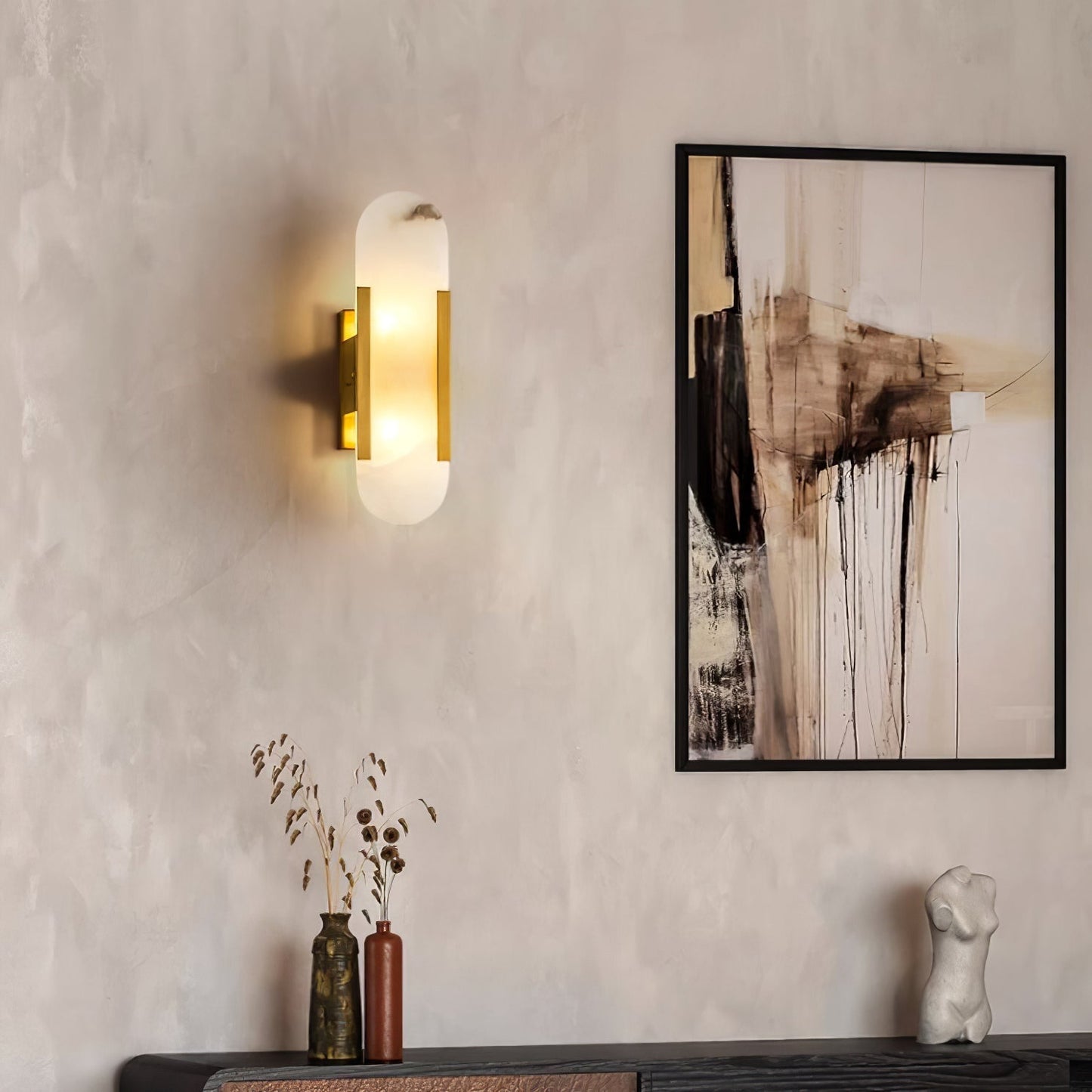 Ivalis | Moderne Verlengde Alabaster Steen Wandlamp