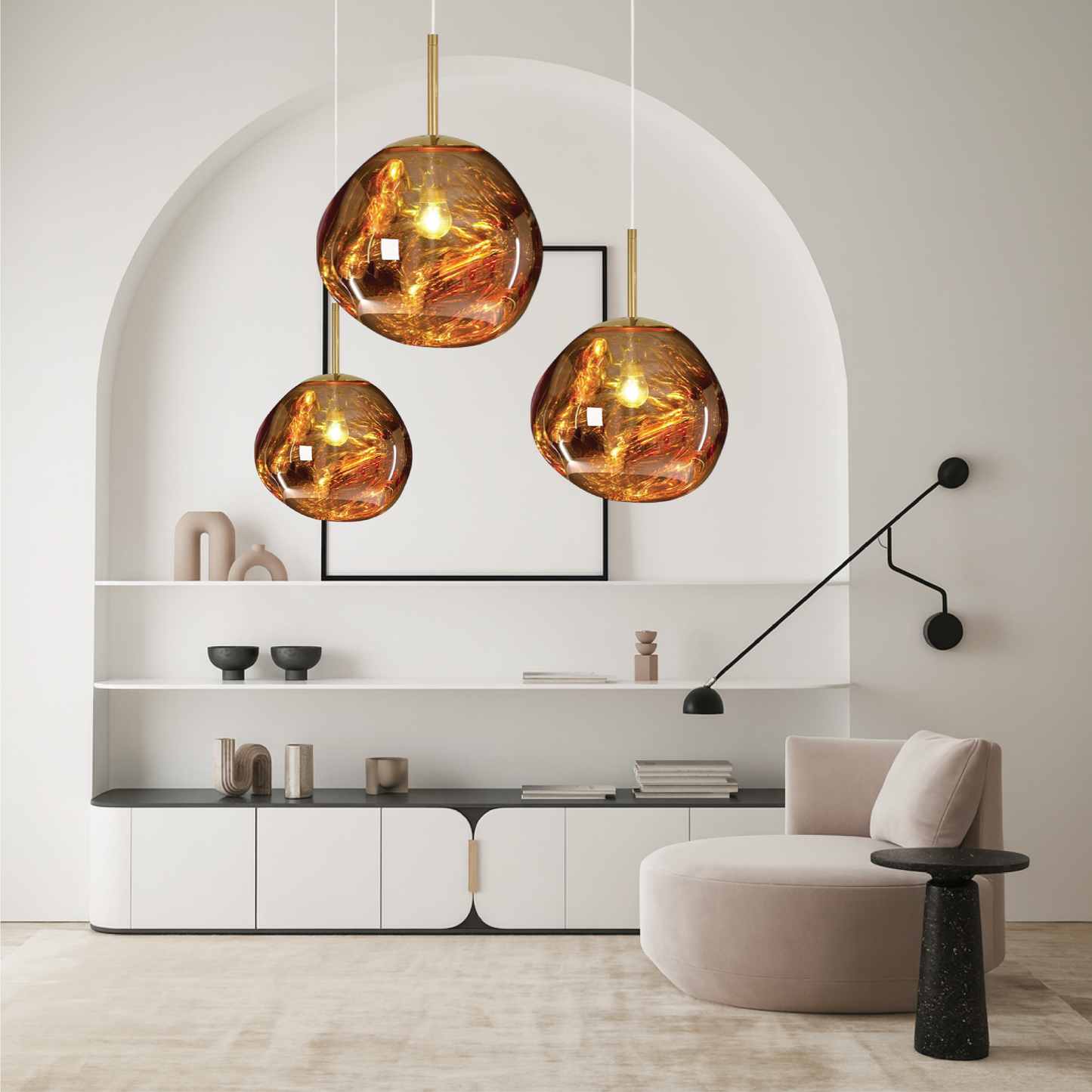 Fusio | Hedendaagse Abstracte Gesmolten Globe Hanglamp