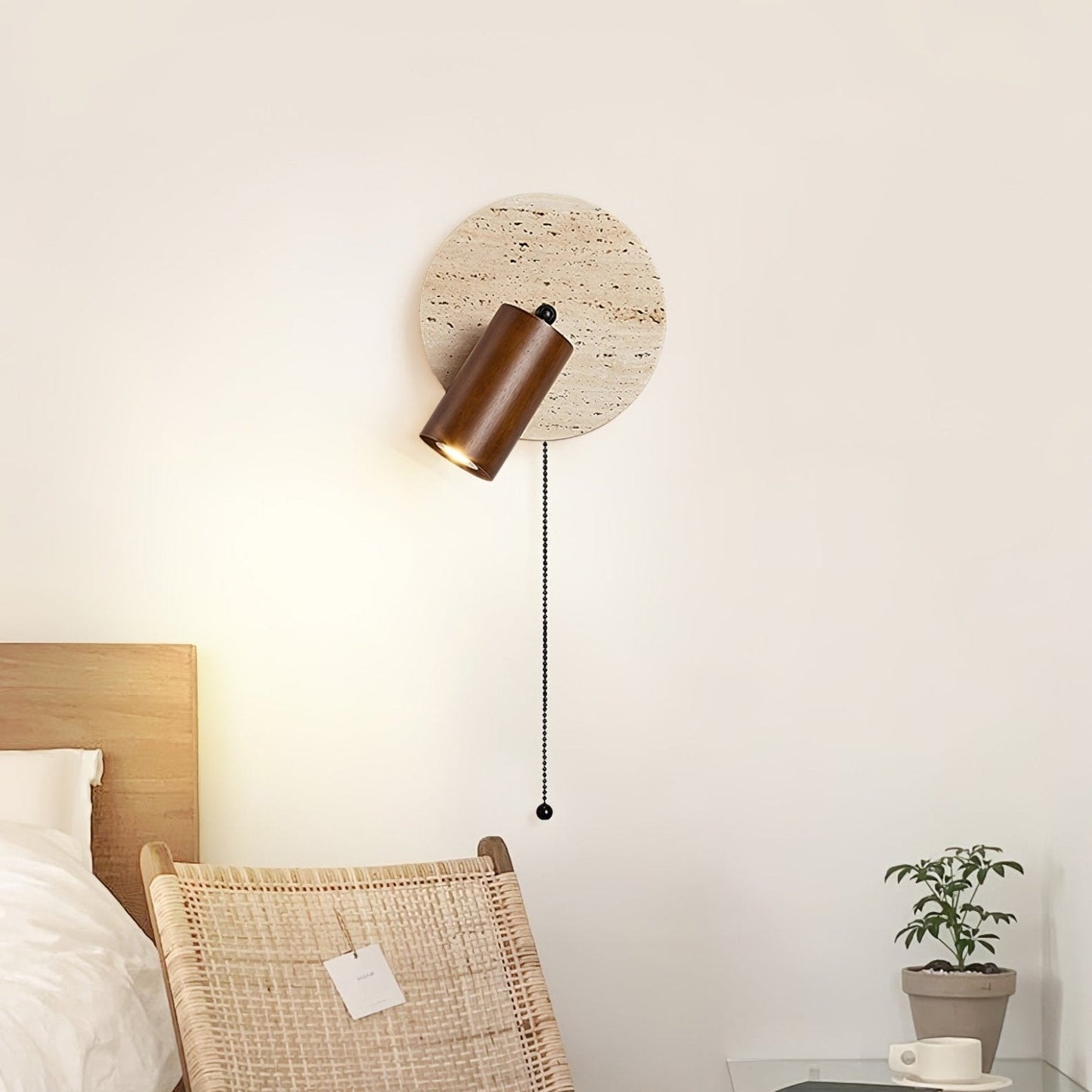 Luvidore | Sculpturale Geometrische Travertin Schijf Hanglamp Wandlamp