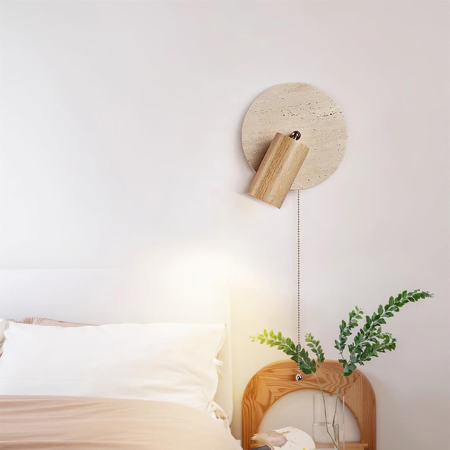 Luvidore | Sculpturale Geometrische Travertin Schijf Hanglamp Wandlamp