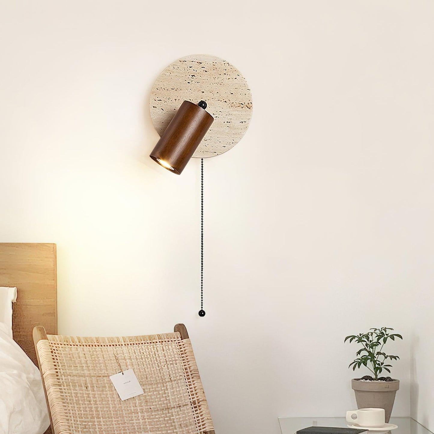 Luvidore | Sculpturale Geometrische Travertin Schijf Hanglamp Wandlamp