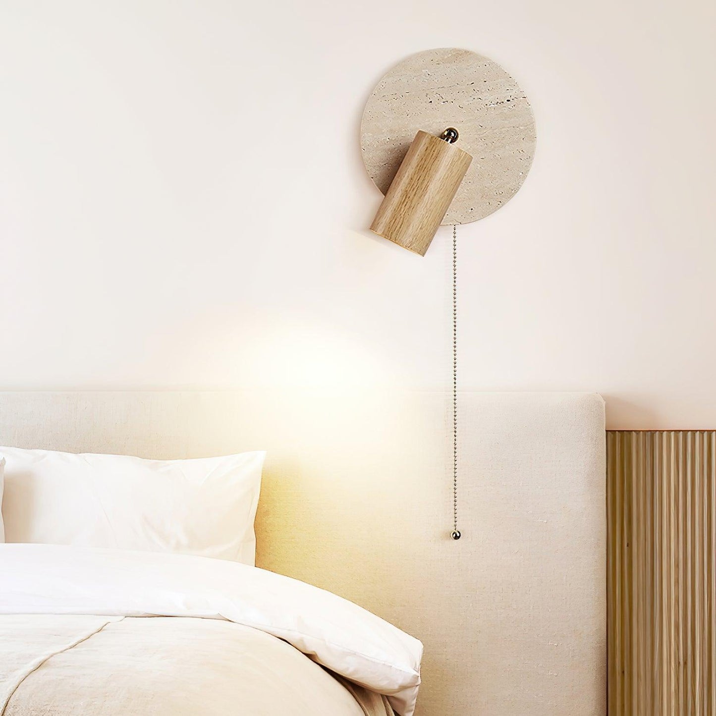 Luvidore | Sculpturale Geometrische Travertin Schijf Hanglamp Wandlamp