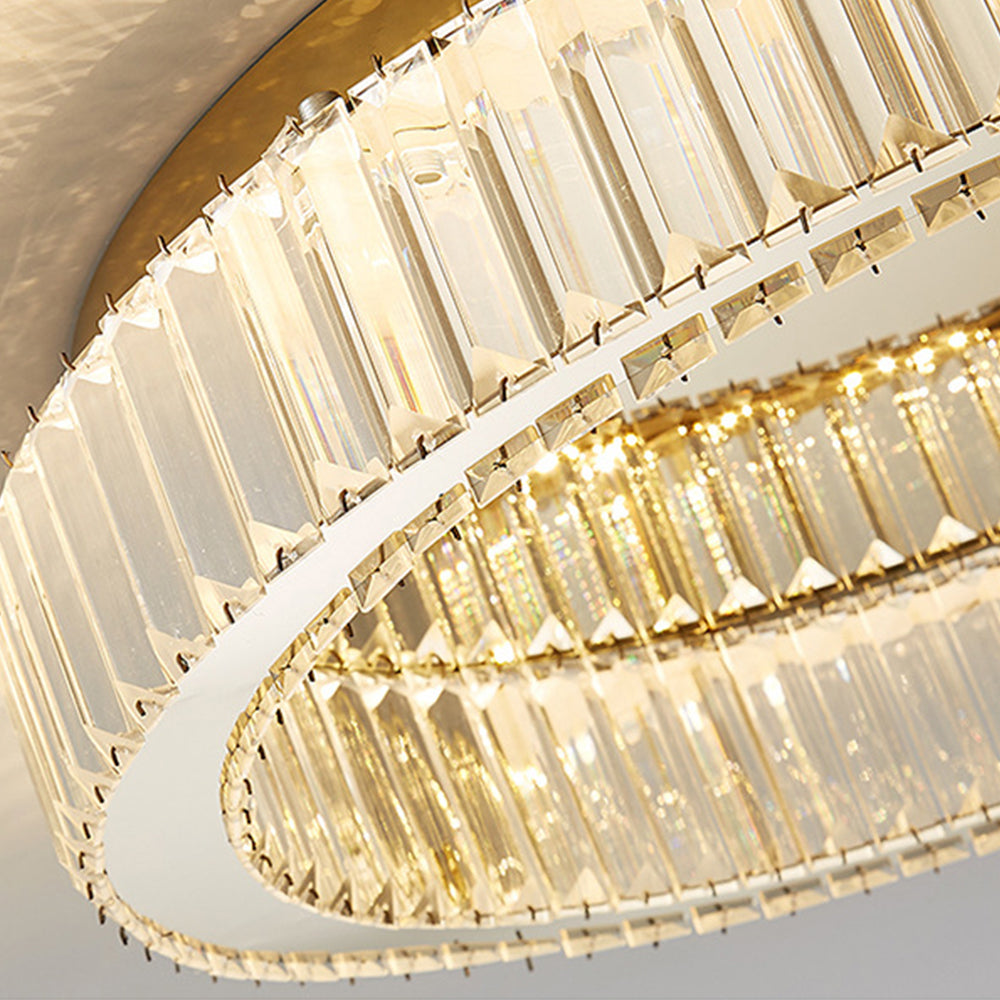 Aure | Elegante Gouden Kristallen Ring Plafondlamp