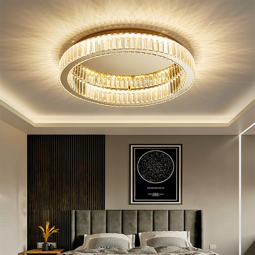 Aure | Elegante Gouden Kristallen Ring Plafondlamp