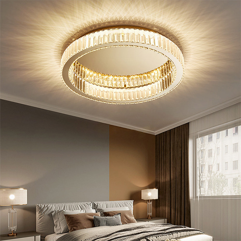 Aure | Elegante Gouden Kristallen Ring Plafondlamp