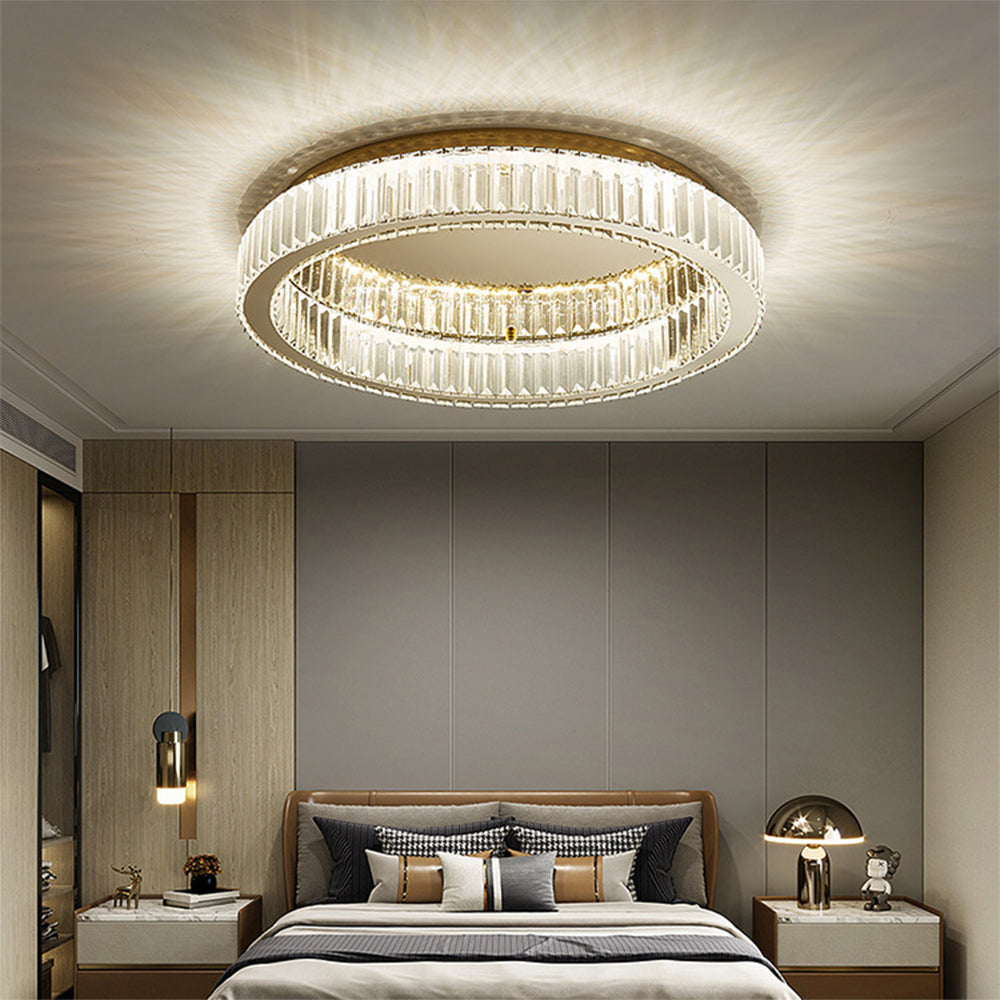 Aure | Elegante Gouden Kristallen Ring Plafondlamp