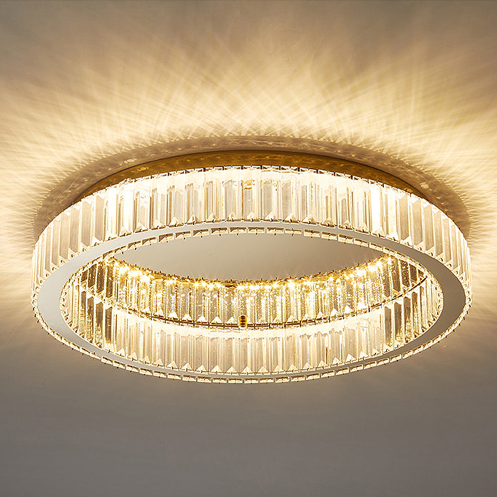 Aure | Elegante Gouden Kristallen Ring Plafondlamp
