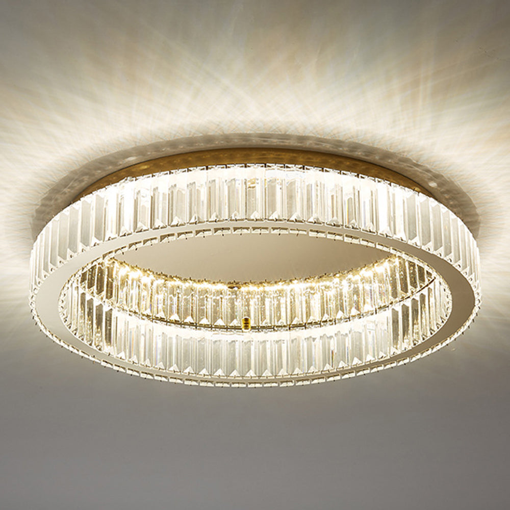 Aure | Elegante Gouden Kristallen Ring Plafondlamp