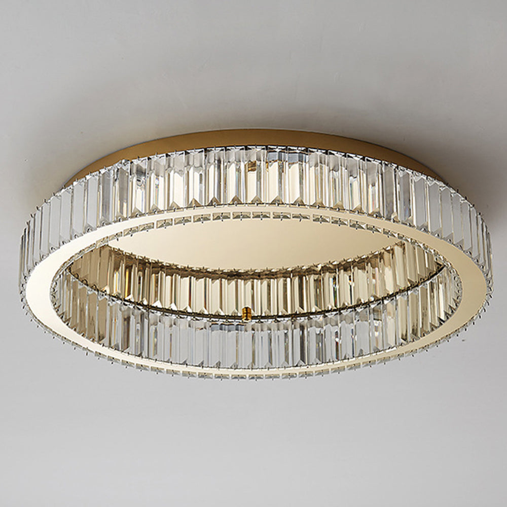 Aure | Elegante Gouden Kristallen Ring Plafondlamp