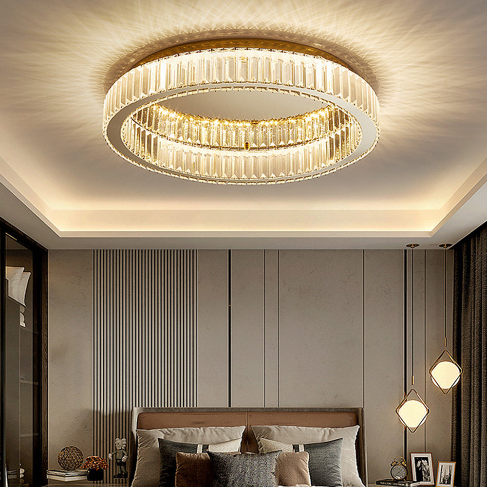 Aure | Elegante Gouden Kristallen Ring Plafondlamp