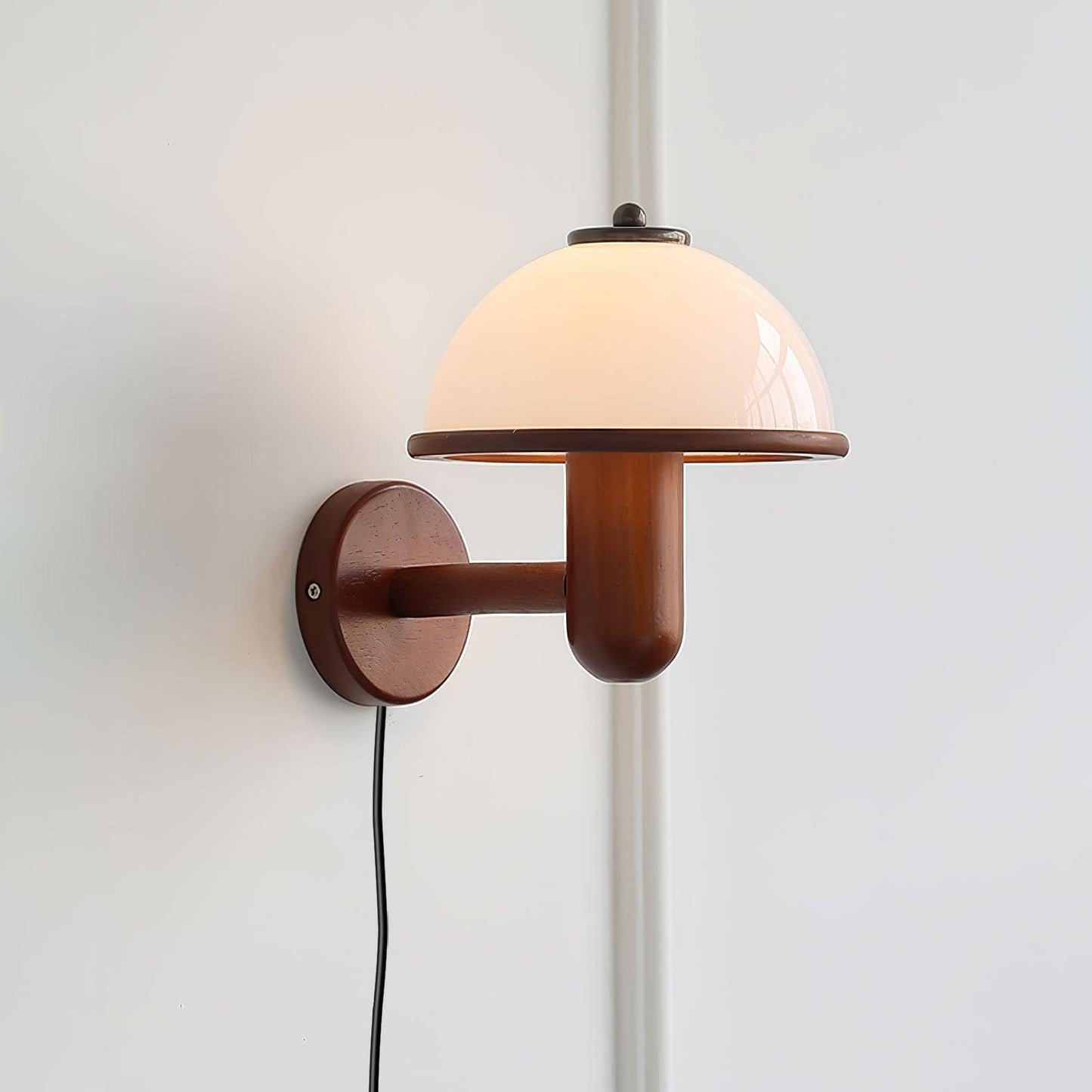 Belmontis | Paddenstoel silhouet gebogen houten kap wandlamp