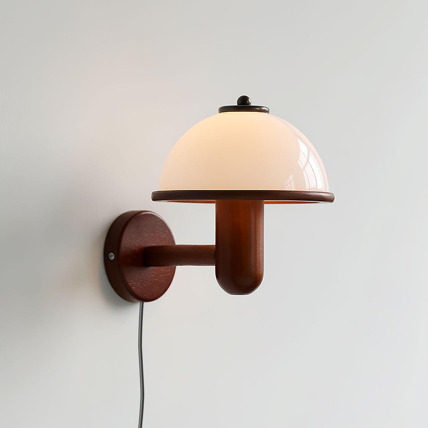 Belmontis | Paddenstoel silhouet gebogen houten kap wandlamp
