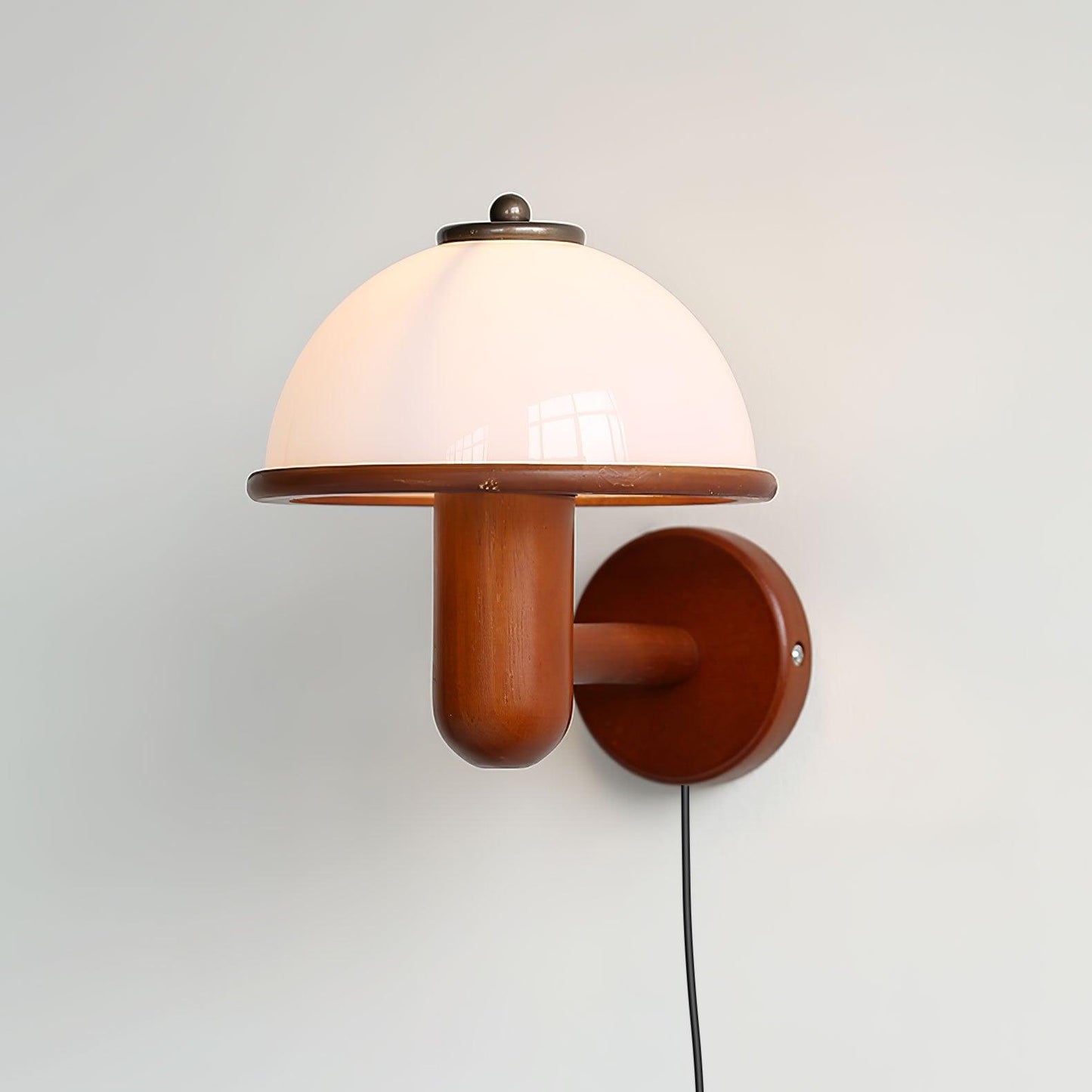 Belmontis | Paddenstoel silhouet gebogen houten kap wandlamp