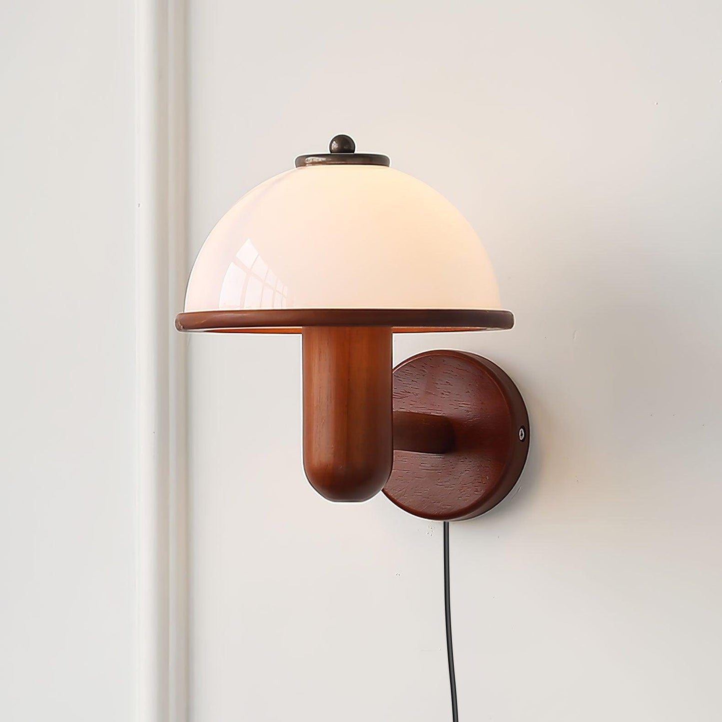 Belmontis | Paddenstoel silhouet gebogen houten kap wandlamp