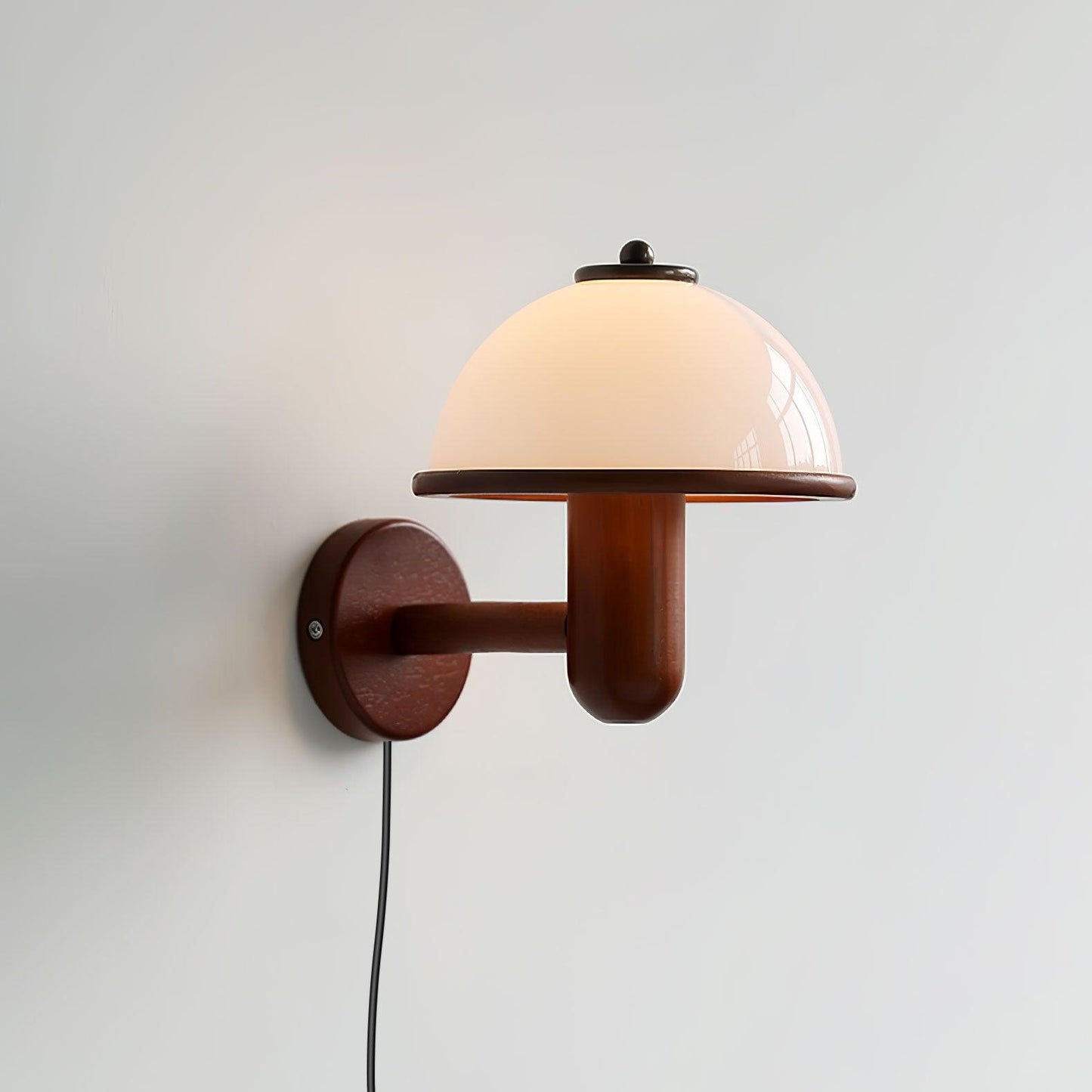 Belmontis | Paddenstoel silhouet gebogen houten kap wandlamp