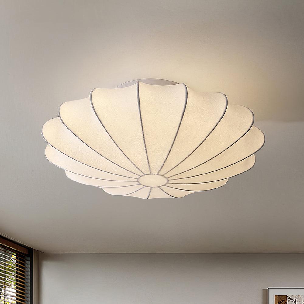 Korisand | Mid-century geometrische sculpturale zijden mesh plafondlamp