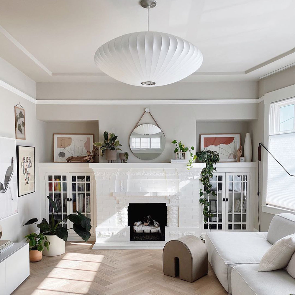 Vela | Midden Eeuw Ribbel Witte Lantaarn Plafondlamp