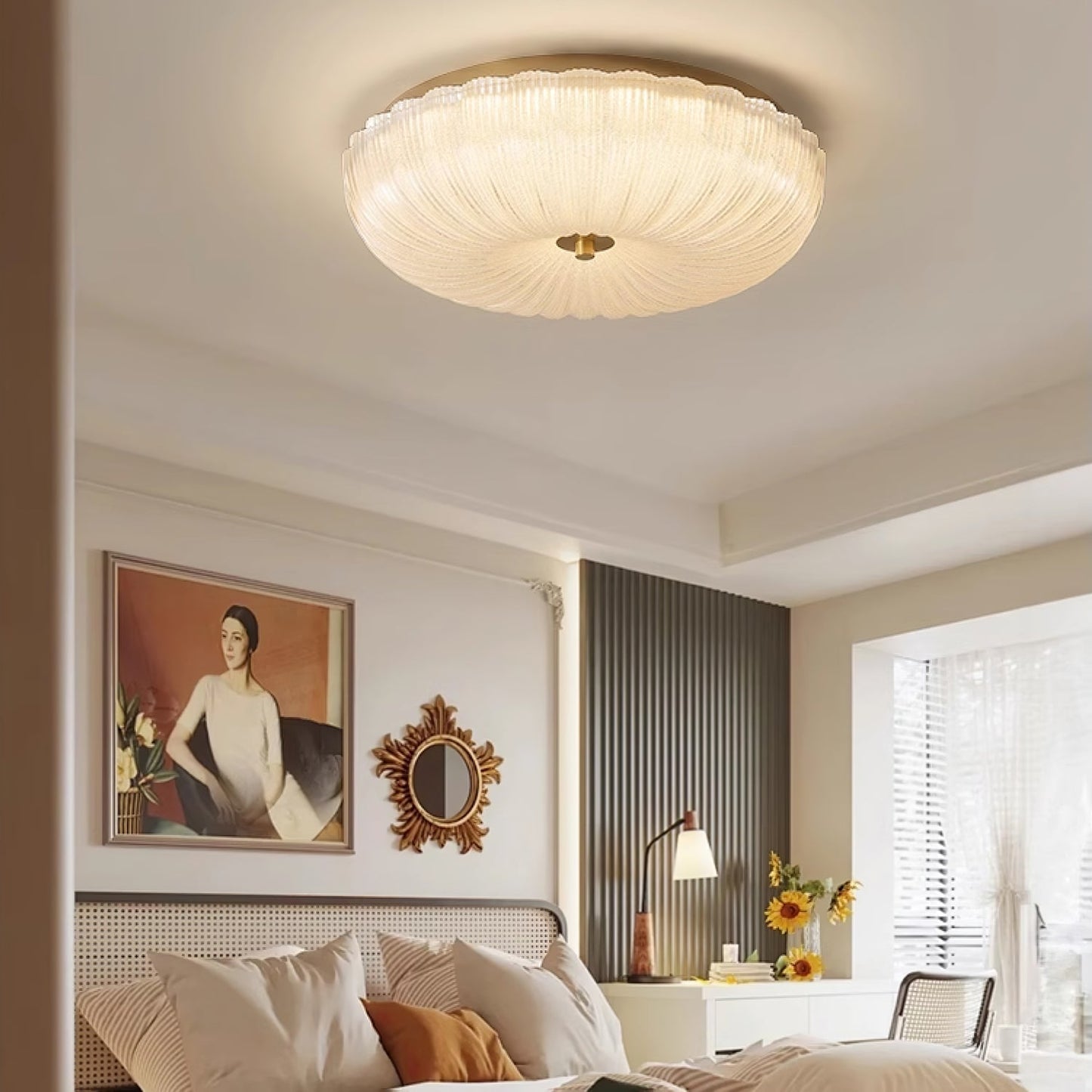Kendrovia | Noordse Geribbelde Glanzende Glazen Plafondlamp