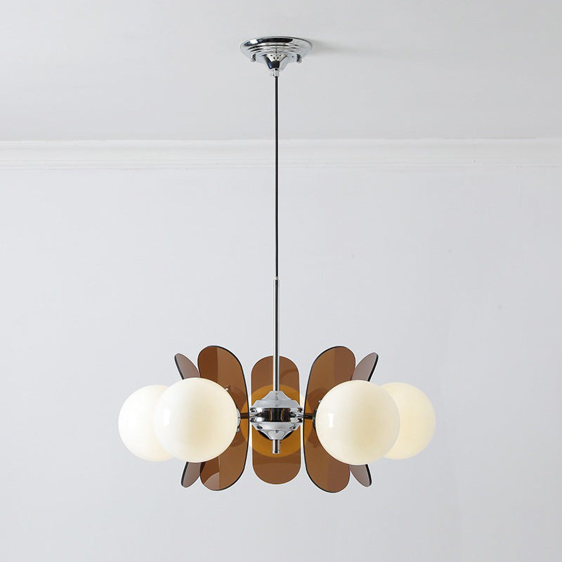 Astria | Mid-Century Multi Hoofd Opal Glas Kroonluchter