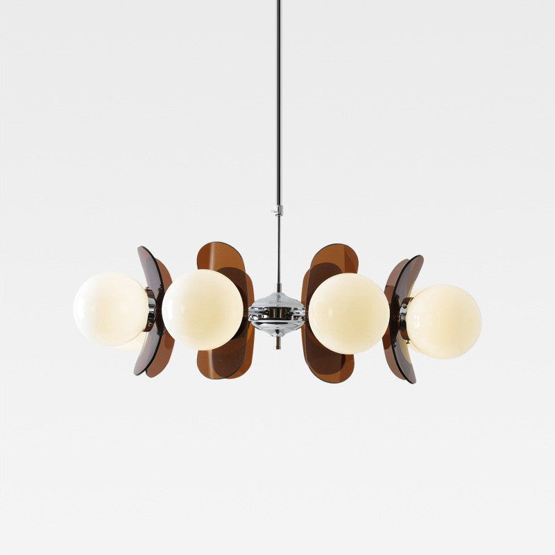Astria | Mid-Century Multi Hoofd Opal Glas Kroonluchter