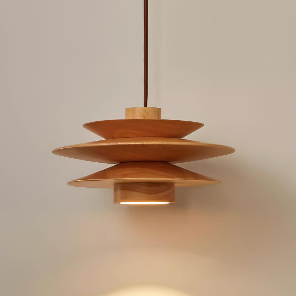 Aerislys | Mid Century Gelaagde Houten Schijven Hanglamp