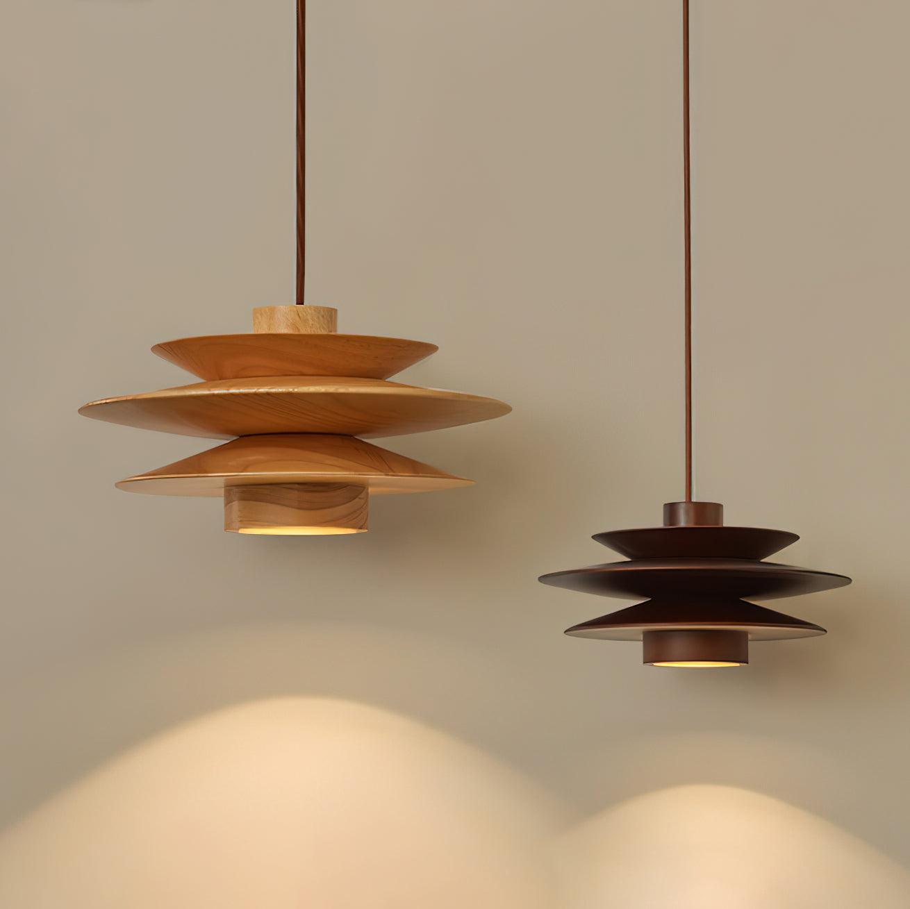 Aerislys | Mid Century Gelaagde Houten Schijven Hanglamp