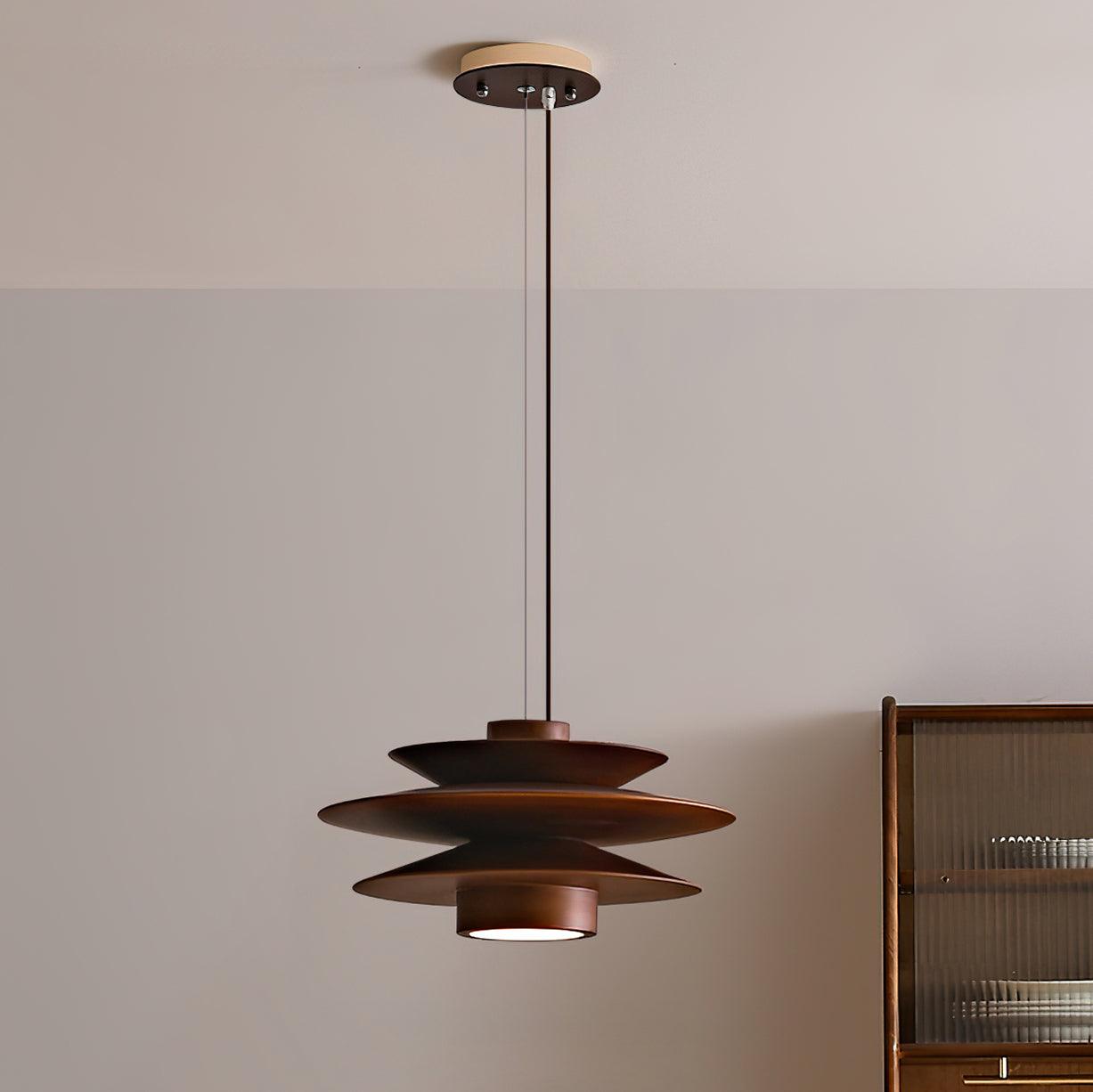 Aerislys | Mid Century Gelaagde Houten Schijven Hanglamp