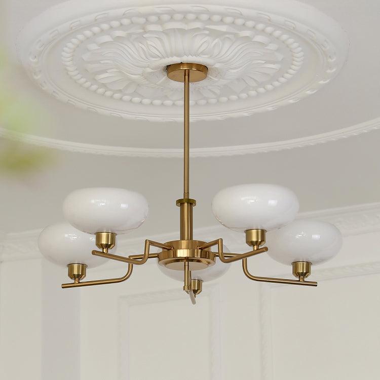 Sythos | Sferische Glazen Globe Messing Frame Hemelse Kroonluchter