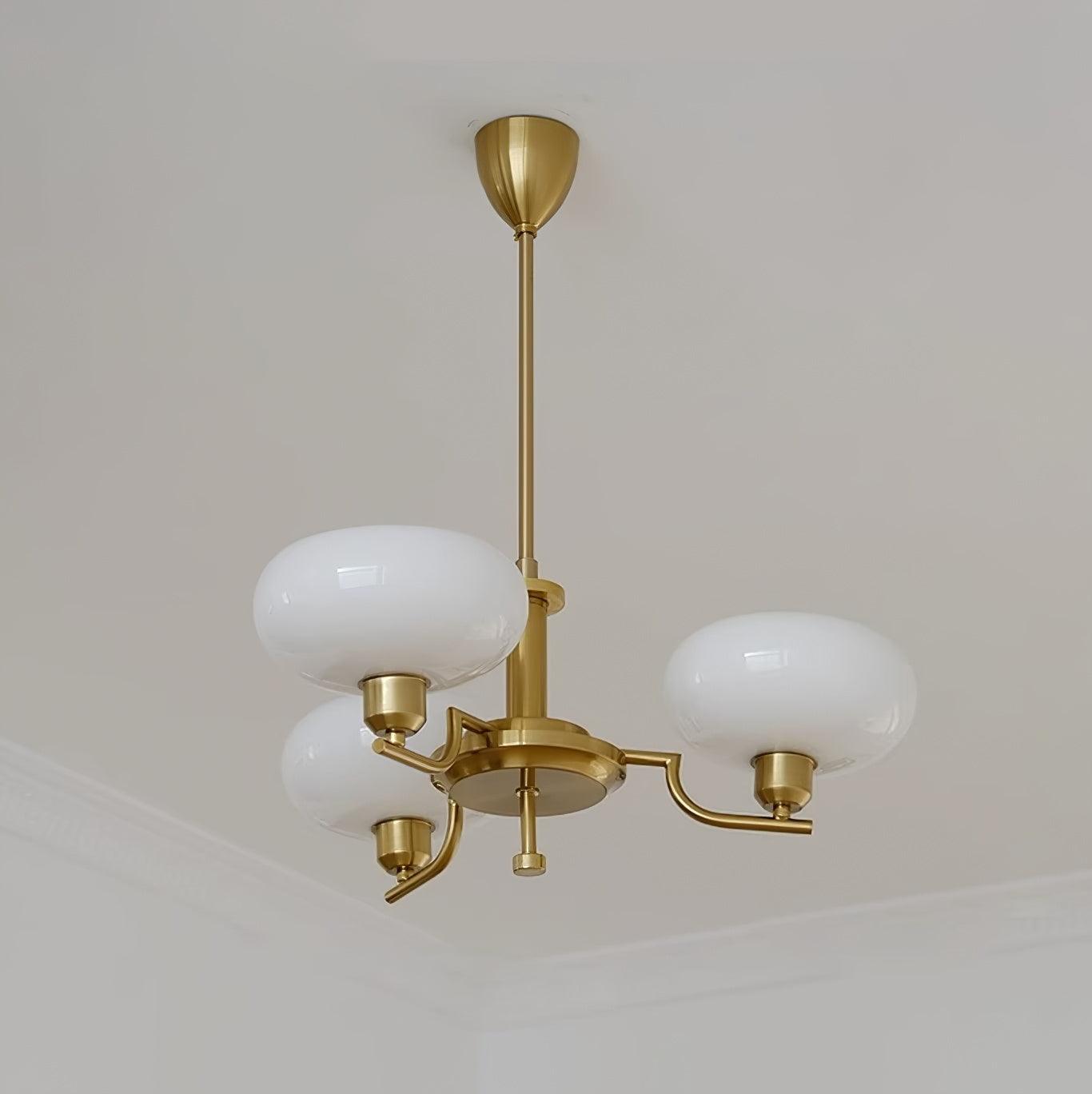 Sythos | Sferische Glazen Globe Messing Frame Hemelse Kroonluchter