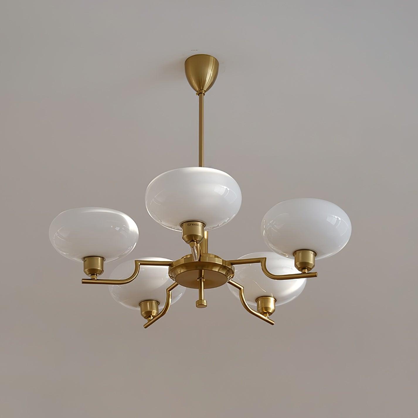 Sythos | Sferische Glazen Globe Messing Frame Hemelse Kroonluchter