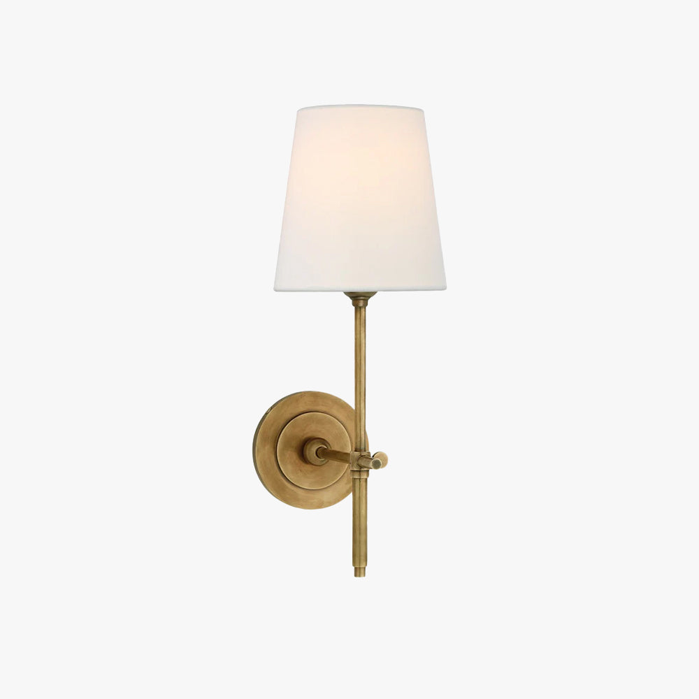 Edor | Elegante Antieke Wandlamp met Witte Tapered Linnen Schaduw