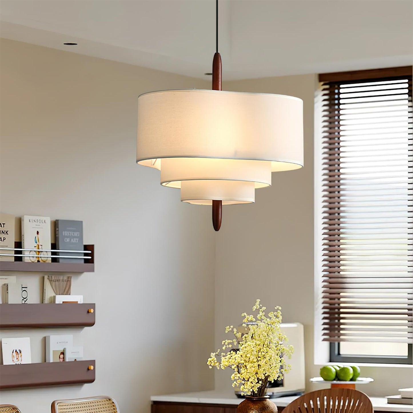 Elow | Moderne Scandi Geplooide Stof Drum Hanglamp