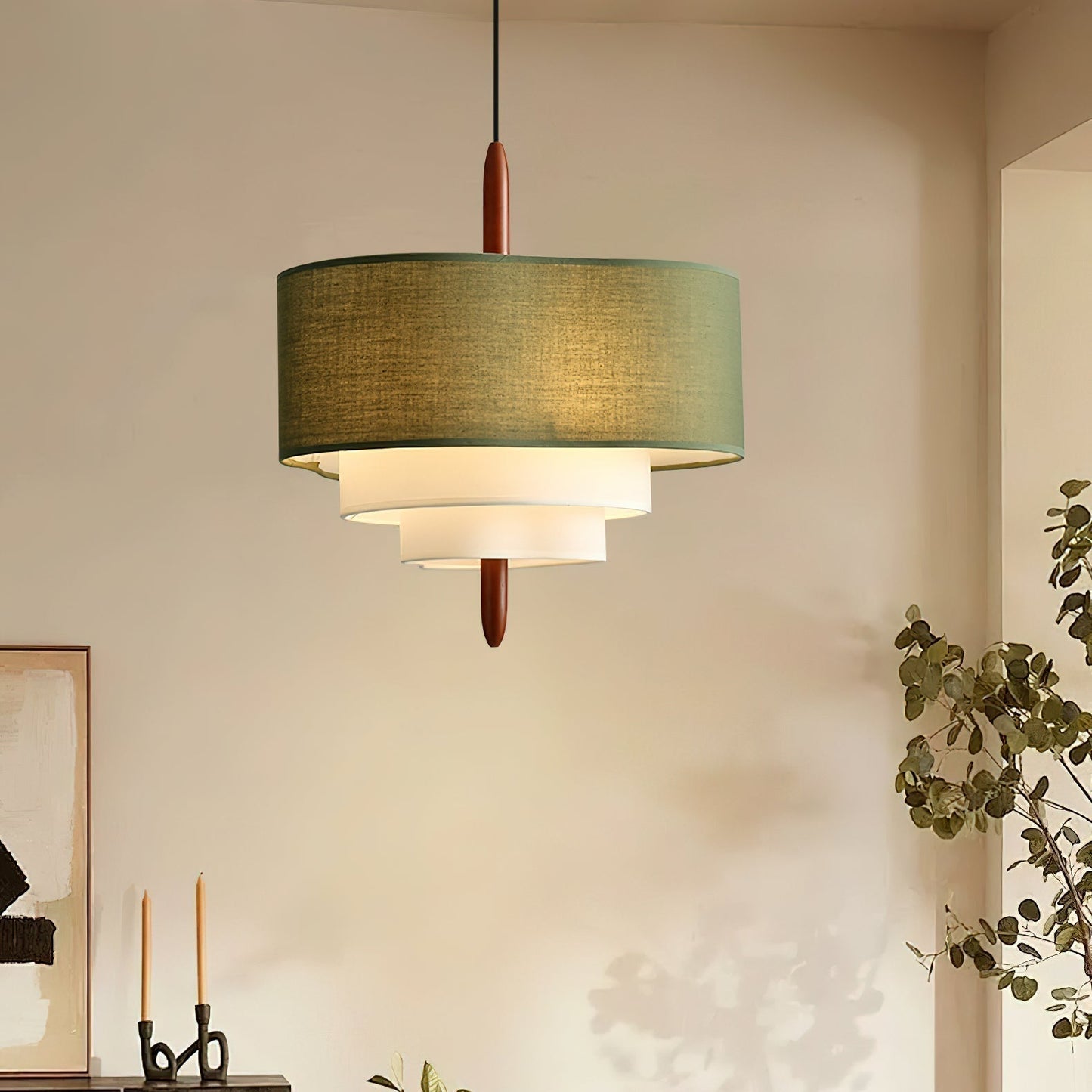 Elow | Moderne Scandi Geplooide Stof Drum Hanglamp