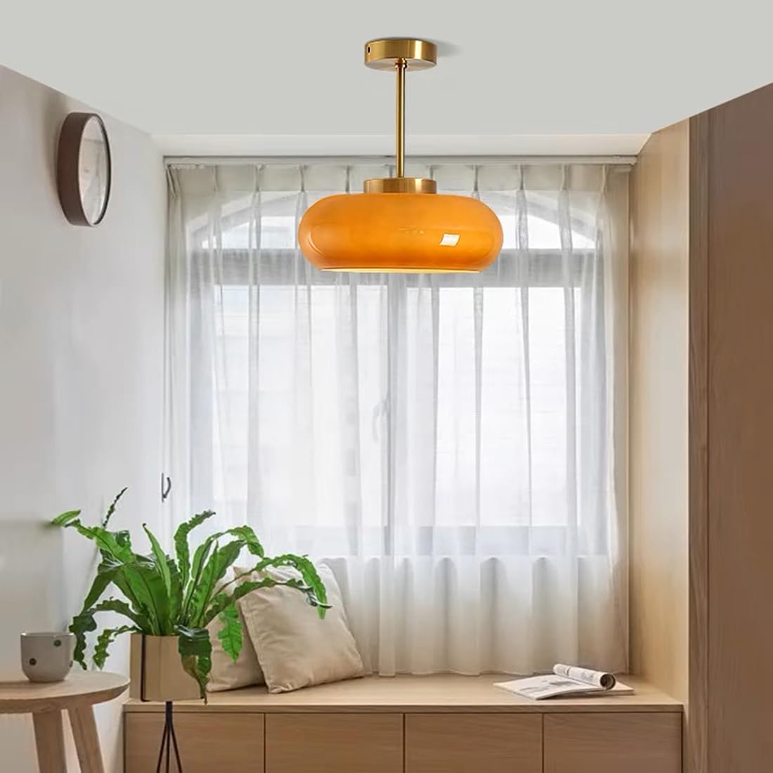 Vitrea | Retro Glanzende Koepel Semi Flush Plafondlamp