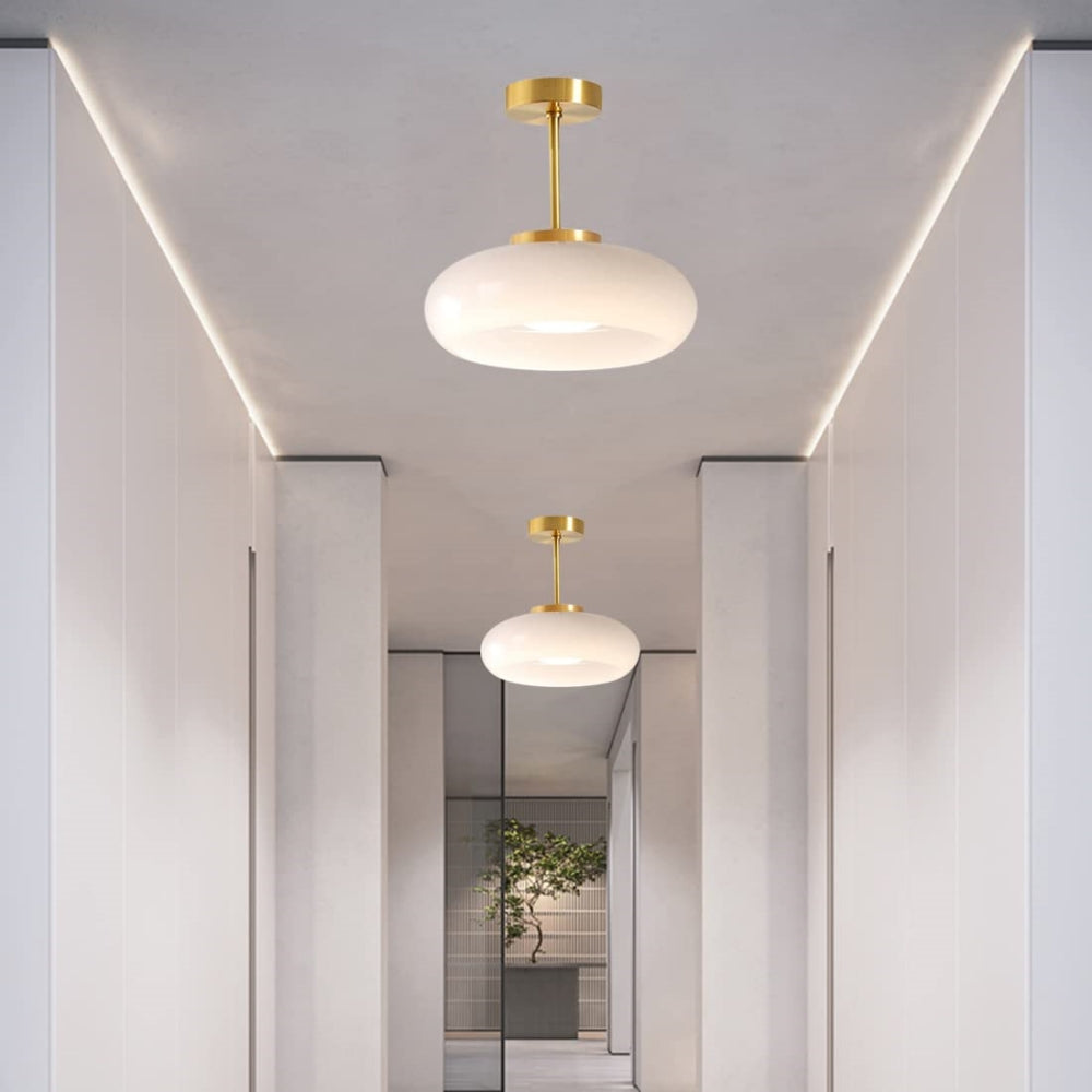 Vitrea | Retro Glanzende Koepel Semi Flush Plafondlamp