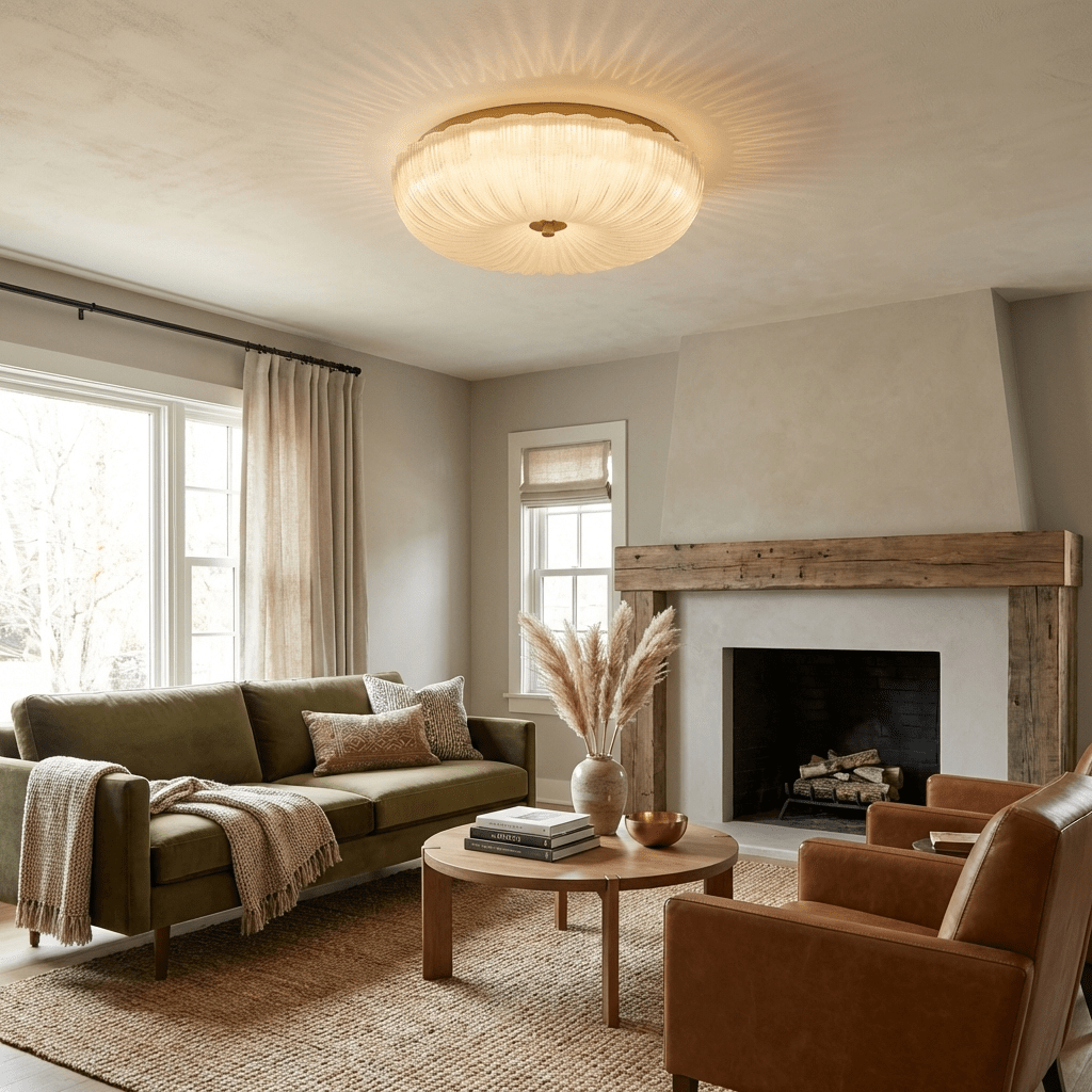 Kendrovia | Noordse Geribbelde Glanzende Glazen Plafondlamp