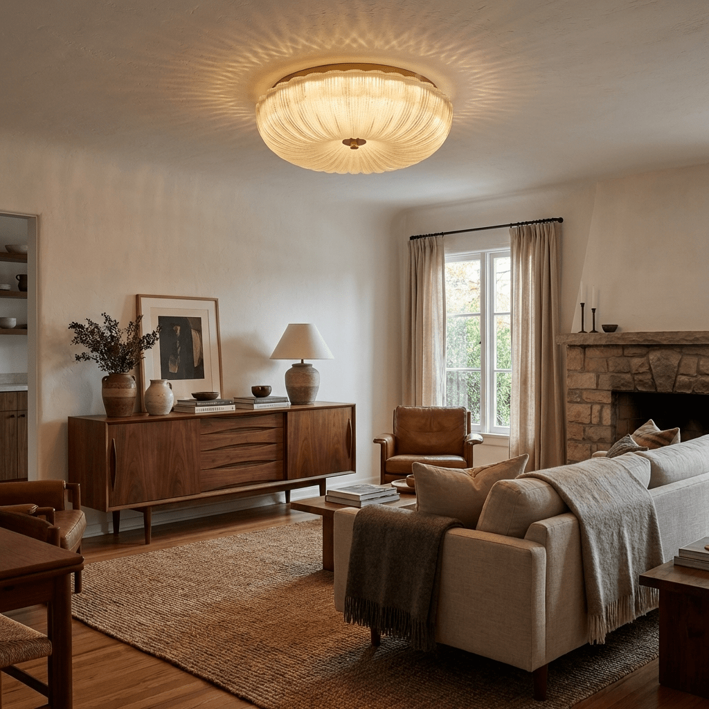 Kendrovia | Noordse Geribbelde Glanzende Glazen Plafondlamp