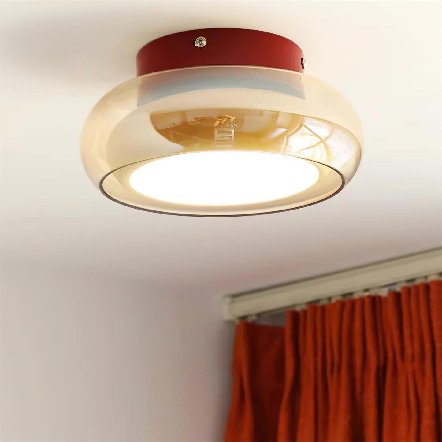 Mora | Luxe Cognac Glazen Flush Mount Plafondlamp