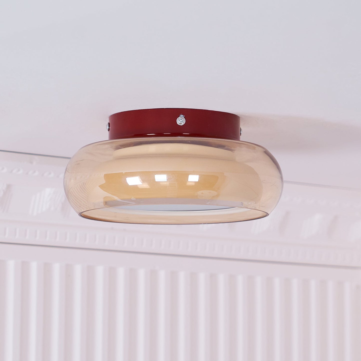 Mora | Luxe Cognac Glazen Flush Mount Plafondlamp