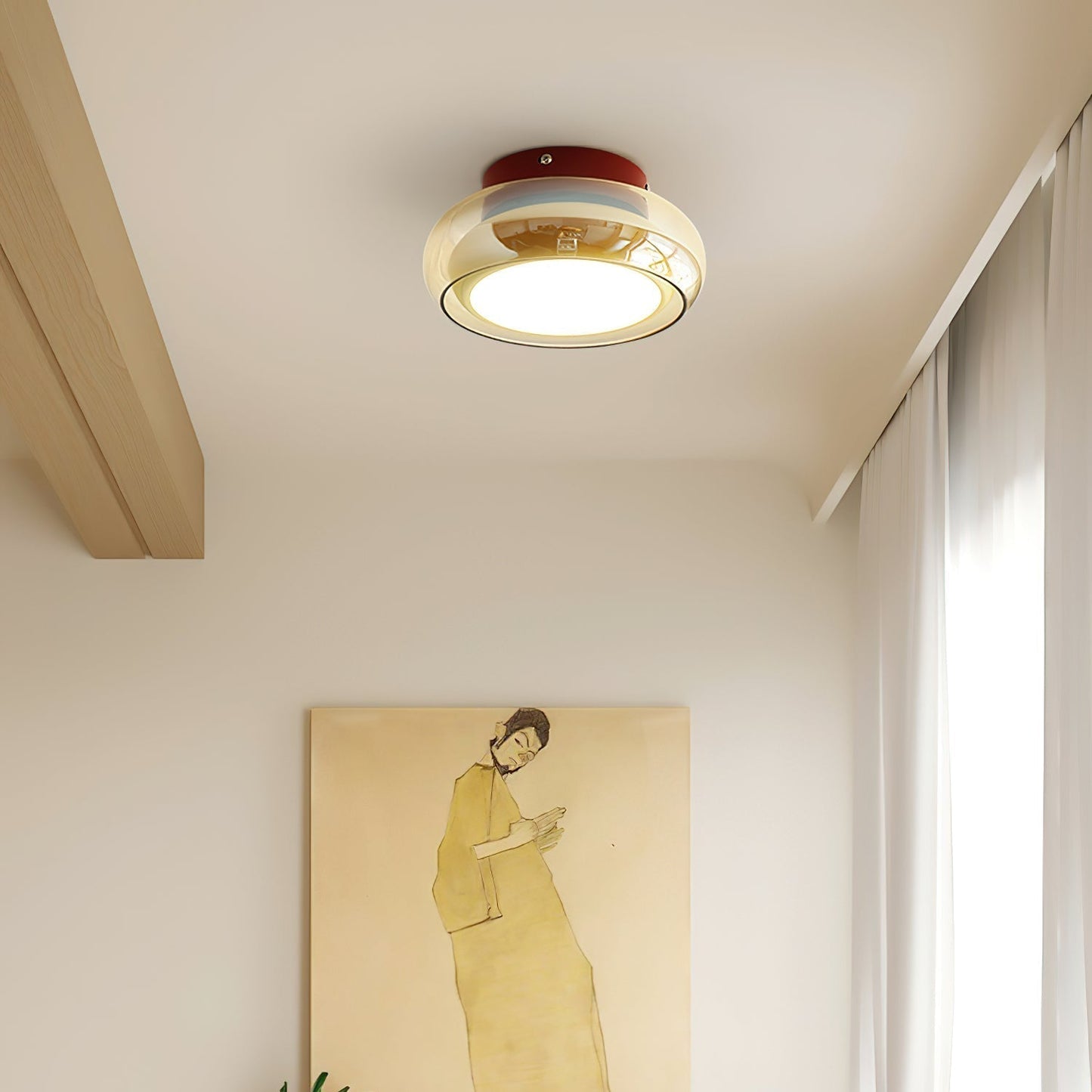 Mora | Luxe Cognac Glazen Flush Mount Plafondlamp