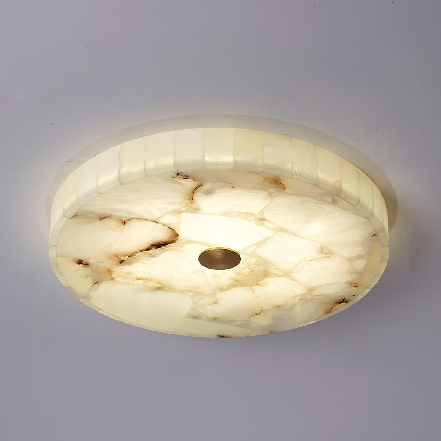 Lysande | Schijfvormige Alabaster Steen Plafondlamp