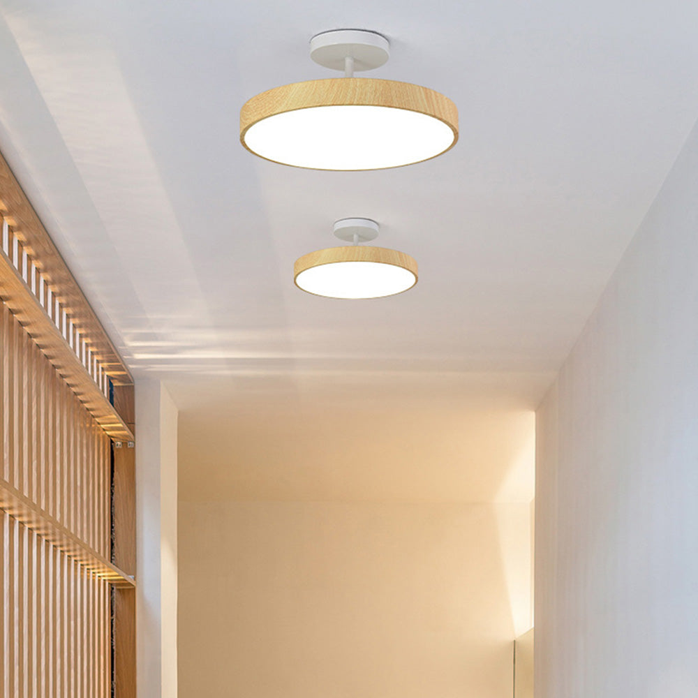 Sylva | Moderne Houtnerf Circulaire Semi-Plafondlamp