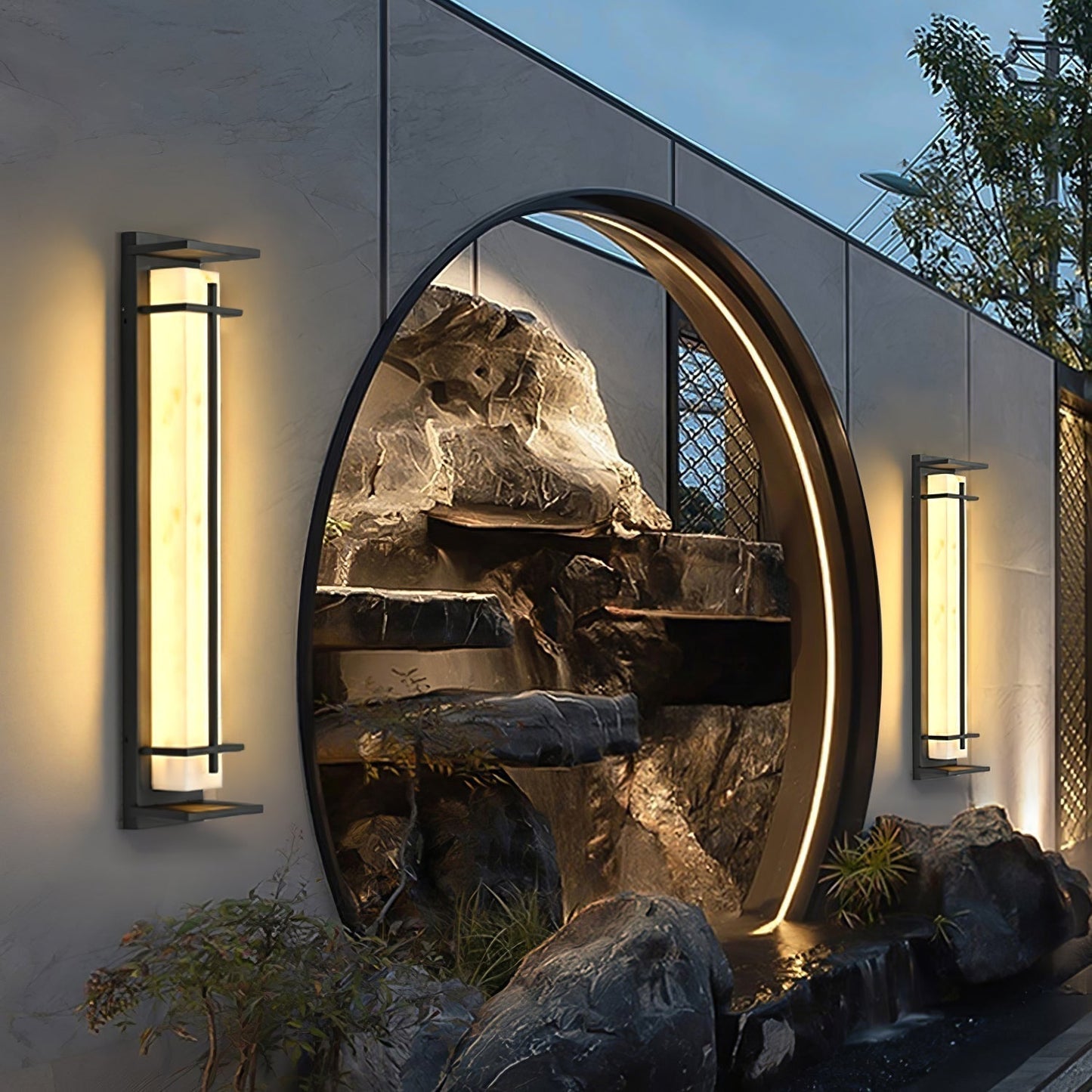 Rayen | Moderne Vierkante Alabaster Waterdichte Buiten Wandlamp