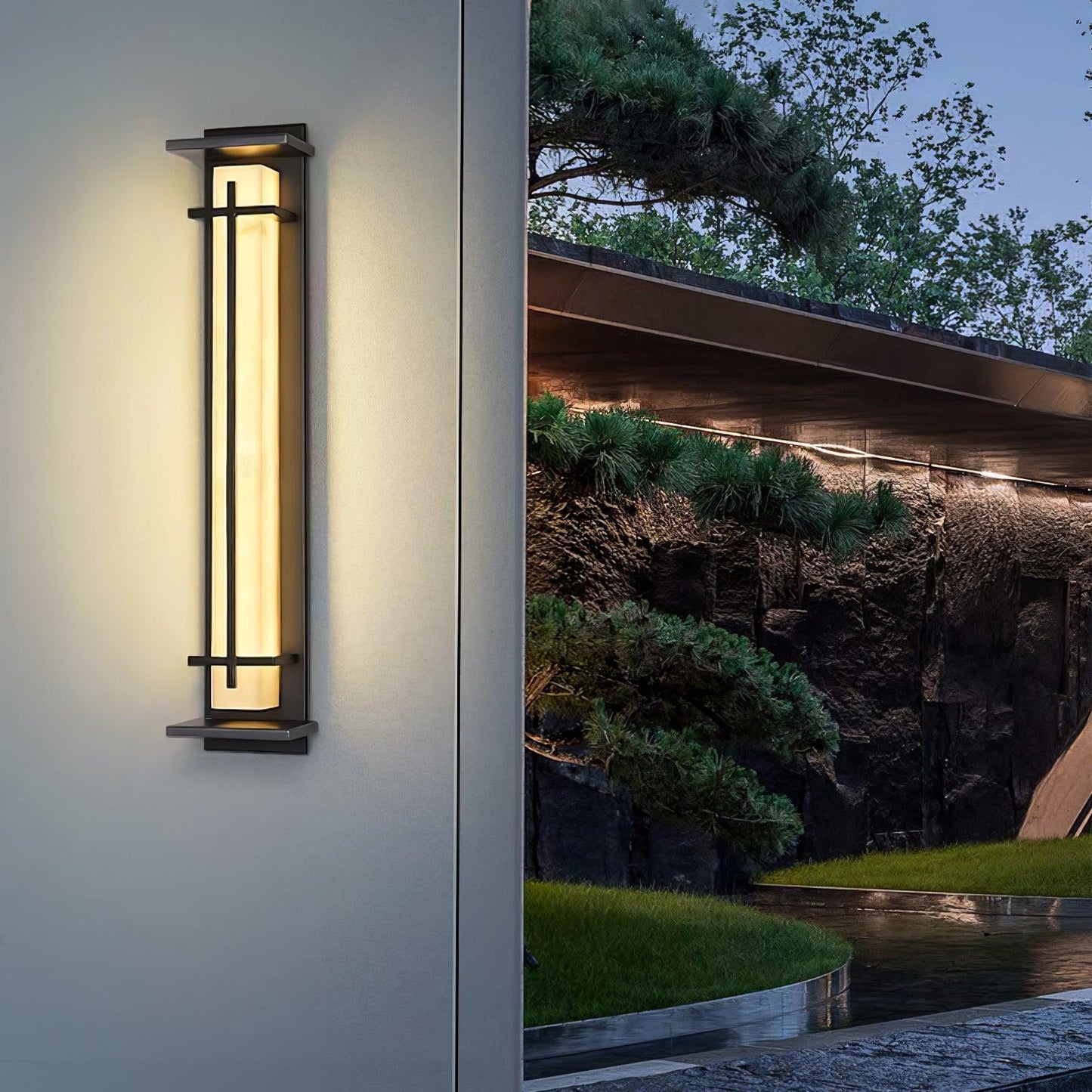 Rayen | Moderne Vierkante Alabaster Waterdichte Buiten Wandlamp